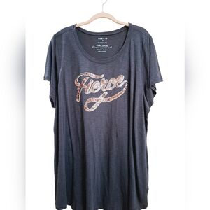 Torrid Black Gold Print Graphic Sleeve Round  neck Top Tee Shirt 3X